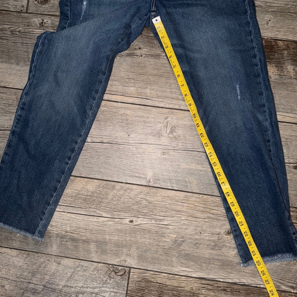SUNDRY Women's Blue Denim Jeans Size 27 Frayed Hem Distressed Straight Leg - Picture 11 of 11